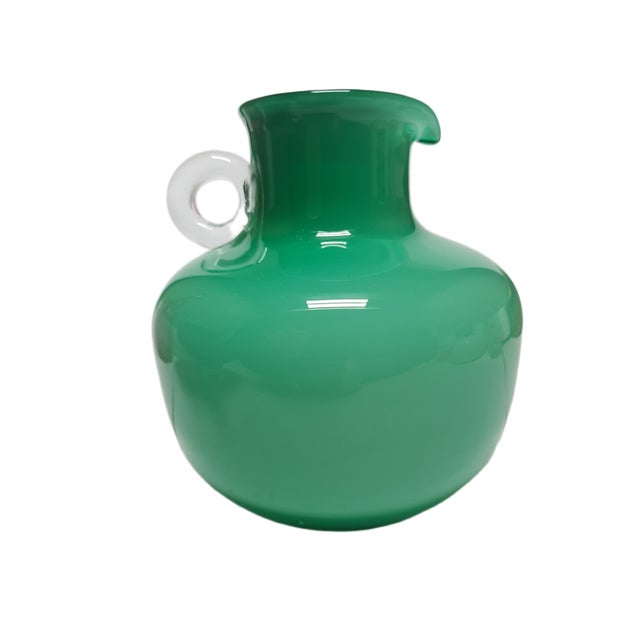 Forest Green Postmodern Jug from Tarnowiec Glassworks, Poland, 1970s For Sale - Image 8 of 8