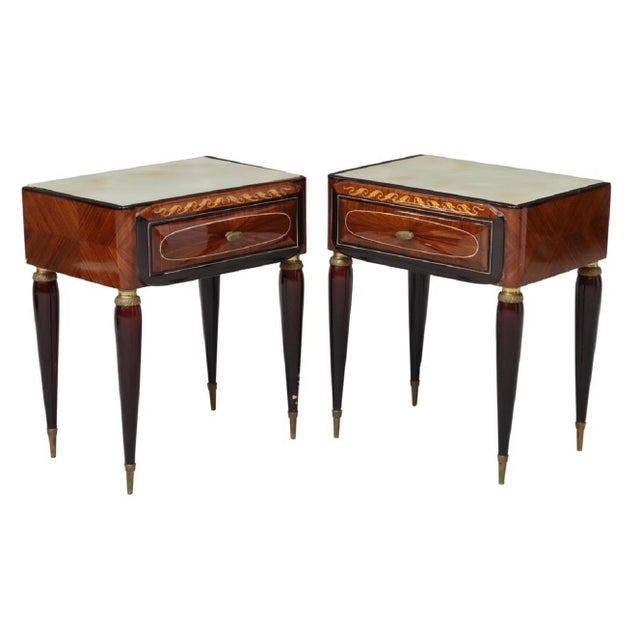 Pair of Italian Mid-Century Modern Lacquered Wood Nightstands, Circa 1950s For Sale - Image 4 of 4