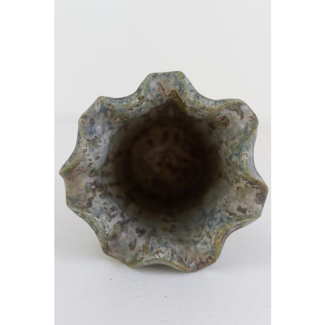 Blue Stoneware Vase with Blue and Green Glaze by Arne Bang, Denmark 1940s For Sale - Image 8 of 18