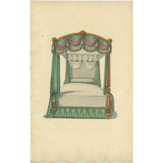 Sheraton, Beds with Drapery, 1805, Paper, Set of 7 For Sale - Image 6 of 9