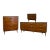 Vintage Mid Century Modern Bassett Walnut 3-Piece Bedroom Set – 9-Drawer Dresser, Highboy Chest & Nightstand. For Sale