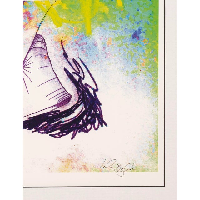 Abstract Contemporary Abstract Expressionist Mixed-Media on Paper Signed John B Framed For Sale - Image 3 of 4