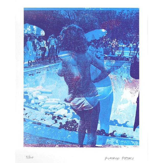 "Blue Swimming Pool Ap (5/20)" Contemporary Mixed-Media Painting by Marco Pittori For Sale