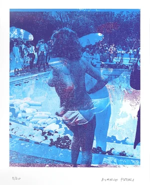 "Blue Swimming Pool Ap (5/20)" Contemporary Mixed-Media Painting by Marco Pittori