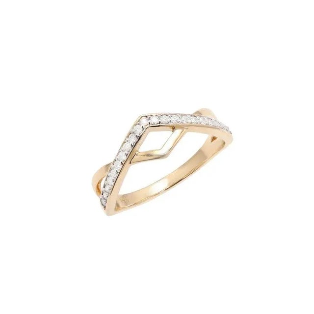 Not Yet Made - Made To Order 14k Gold Diamond Chevron Ring 14k Gold Modernist Jewelry for Her, Size 7 For Sale - Image 5 of 17