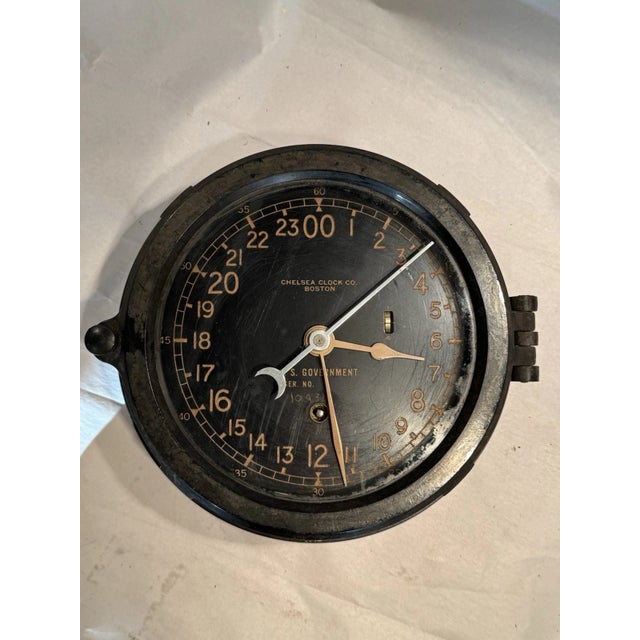 Black Chelsea 6" Marine Mechanical 24 Hour Ships Clock For Sale - Image 8 of 9