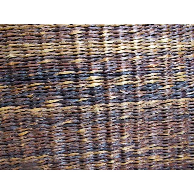 Burnt Umber Vintage Rattan Wicker Serving Tray 22" X 13" Handles + Footed For Sale - Image 8 of 11