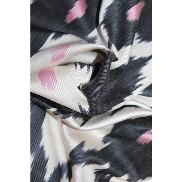 Black Contemporary Silk Ikat Bohemian Throw Pillow For Sale - Image 8 of 9