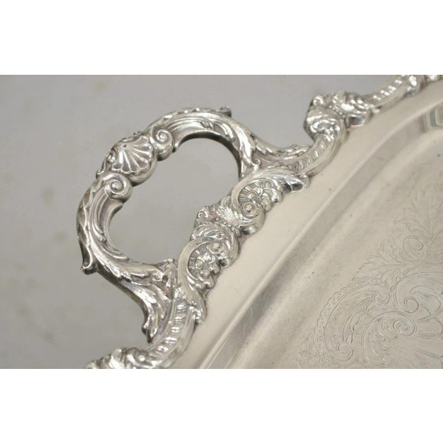 Vintage Epca Old English by Poole 5032 Silver Plated Ornate Serving Platter Tray For Sale - Image 11 of 12