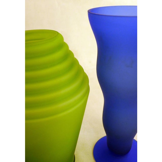 Vases in Colored Frosted Glass, 1980s, Set of 2 For Sale - Image 10 of 15