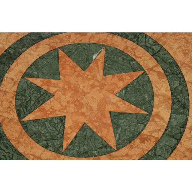 Metal Tuscan Style Iron Scroll Base Round Marble Top Dining Table For Sale - Image 7 of 12