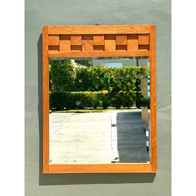Vintage Lane “Staccato” Geometric Wood Frame Mirror For Sale - Image 9 of 12