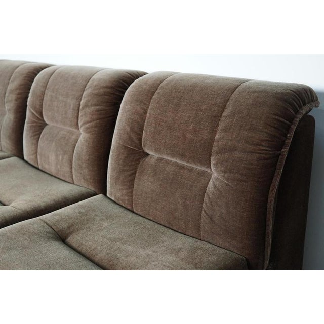 Vintage Brown and Green Velvet Modular Sofa, Set of 3 For Sale - Image 13 of 16