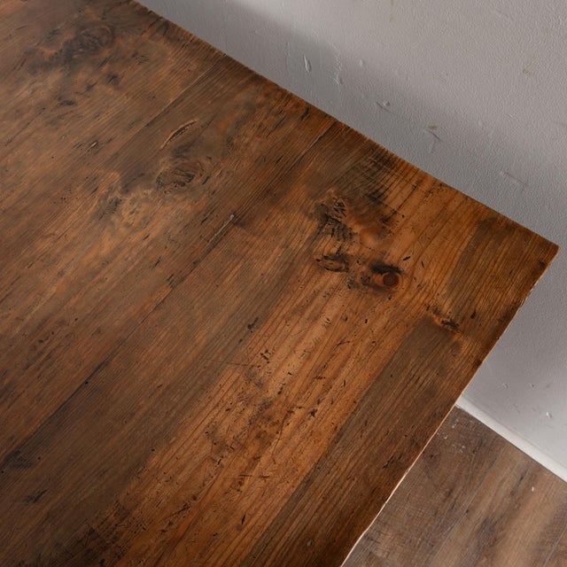 Brown 19th Century Long Pine Refectory Table From Portugal For Sale - Image 8 of 14