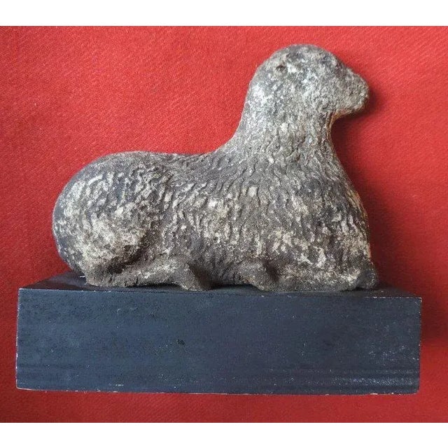 19th Century American Folk Art Carved Stone Lamb Sculpture For Sale - Image 4 of 11