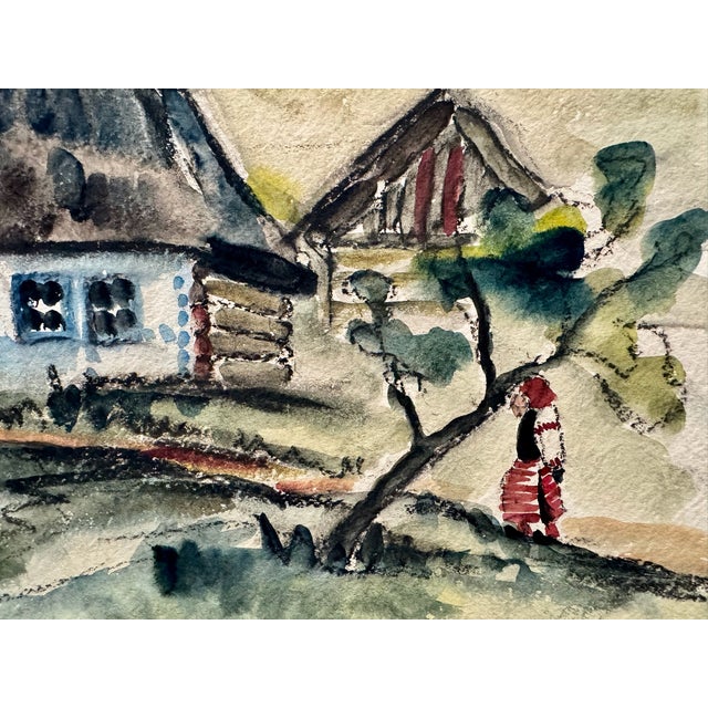 Arts & Crafts Henry Emil Salloch Original Watercolor on Paper Rural Homestead, 1936 For Sale - Image 3 of 7