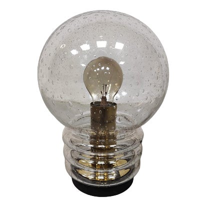 Vintage Bulb Table Lamp in Bubble Glass by Herbert Proft for Glashutte Limburg, 1970s For Sale