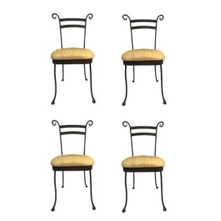 Mid Century Iron Cafe Dining Chairs- Set of 4 For Sale