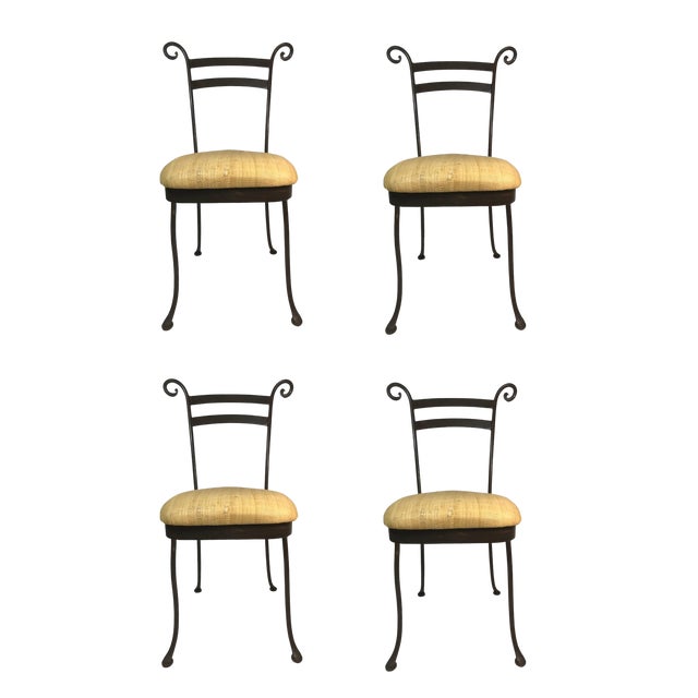 Mid Century Iron Cafe Dining Chairs- Set of 4 For Sale