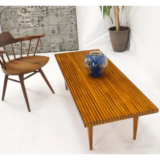 Solid Teak & Walnut Block Swedish Coffee Table on Tapered Dowel Legs For Sale - Image 12 of 13