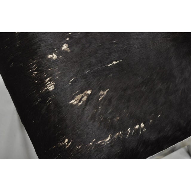 Late 20th Century Late 20th Century Modern Chrome Frame X-Form Metal Curule Stool With Cowhide Upholstery For Sale - Image 5 of 7