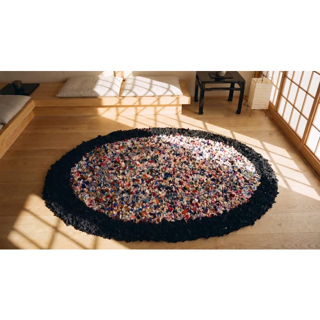 Brown 1930s Colorful Abstract Folk Art Antique American Hooked Rug 2'8" X 3'6" Handknotted Wool Carpet For Sale - Image 8 of 8