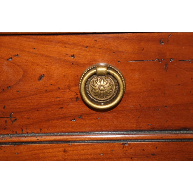 French Louis XVI Directoire Solid Cherry Brass Mounted Commode C. 1950s For Sale In Philadelphia - Image 6 of 9