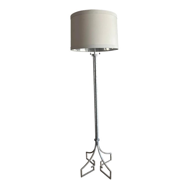 John Richard Silver Greek Key Floor Lamp For Sale