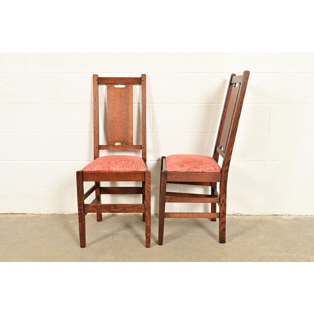 Gustav Stickley Antique Mission Oak Arts & Crafts H-Back Side Chairs or Dining Chairs, Pair For Sale - Image 11 of 15