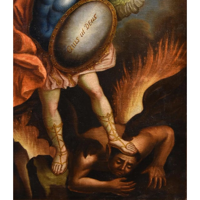 Juan Pedro López, Saint Michael the Archangel, 1760, Oil on Canvas, Framed For Sale - Image 10 of 17