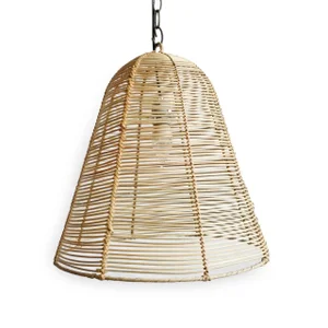 Wicker Strip Bell Coastal Contemporary Pendant Light Medium