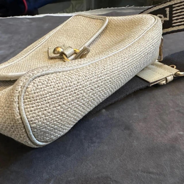 Yves Saint Laurent 1990s Vintage Fabric and Leather Logo Pouch by Yves Saint Laurent For Sale - Image 4 of 16