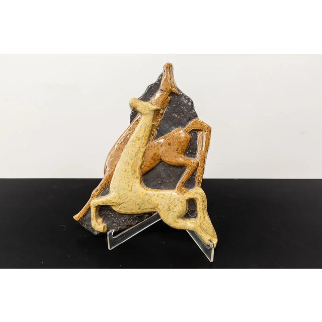 Black French Ceramic Relief with 2 Horses, 1960s For Sale - Image 8 of 8