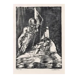 1980s Family Woodcut by Goldsmith