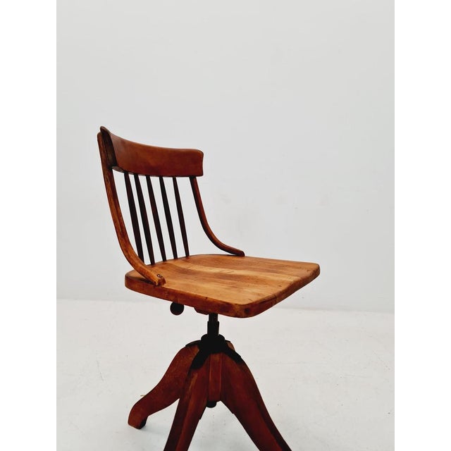 Bauhaus Swivel Office Chair in Wood by Der Ferderdreh, 1930s For Sale - Image 4 of 11