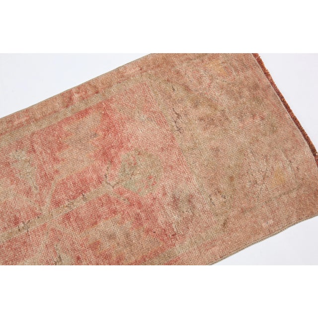 Mid 20th Century Vintage Anatolian Doormat Rug With Faded All Over Design Colors - 17'' X 40'' For Sale - Image 5 of 10