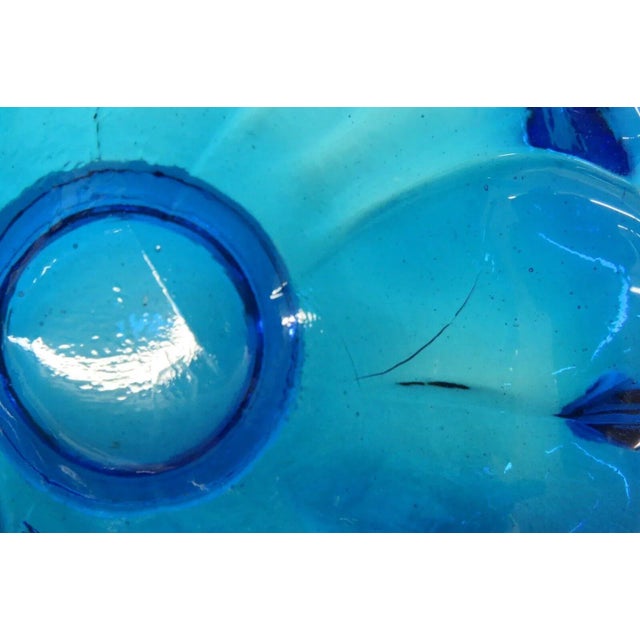 Italian Blown Glass Cobalt Blue Flower Candy Dish Bowl For Sale - Image 4 of 13