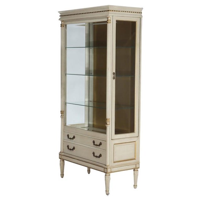 Vintage French Louis XVI Vitrine With 2 Drawers & Gilt Trim C1950 Measures - 71 1/2" x 34 1/4" x 16 3/4" A vintage French...