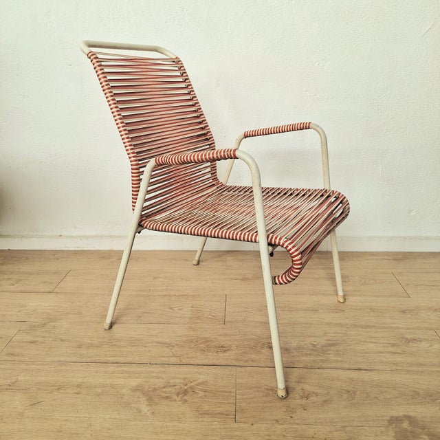 Vintage Red Spaghetti Armchair, 1970s For Sale - Image 3 of 6