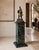 A beautifully crafted custom marble display pedestal, handcrafted by an Italian stone artisan in Los Angeles from richly...