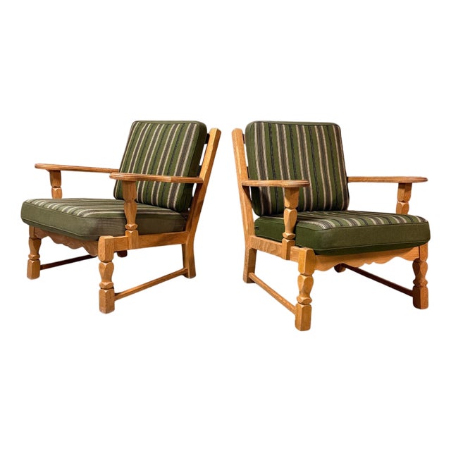 Mid 20th Century Danish Oak Armchairs by Henning Kjærnulf, Attributed For Sale