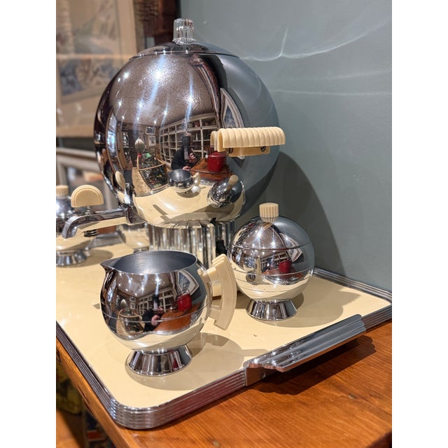 1930s Vintage Art Deco Walter Von Nessen for Chase Coffee Service c.1938 = Set of 6 For Sale - Image 5 of 15