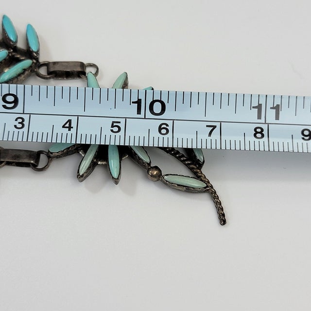 Blue Vintage Sterling Silver Norbert & Florenda Haskie Zuni Needlepoint Petit Point Turquoise Necklace For Sale - Image 8 of 8
