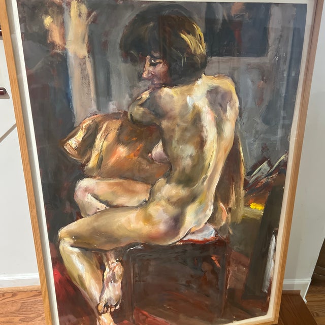 20th Century Oil on Board Framed Signed Depicting View of Naked Lady For Sale - Image 4 of 10