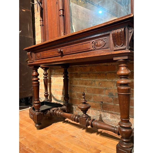 Grand Antique Carved Walnut Hall Tree For Sale - Image 4 of 11