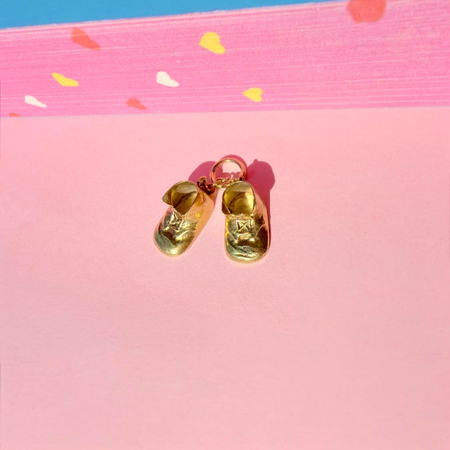 Vintage 14k Baby Shoes Charm For Sale - Image 4 of 14