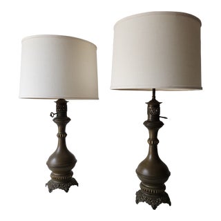 1910s French Oil Lamps - a Pair For Sale