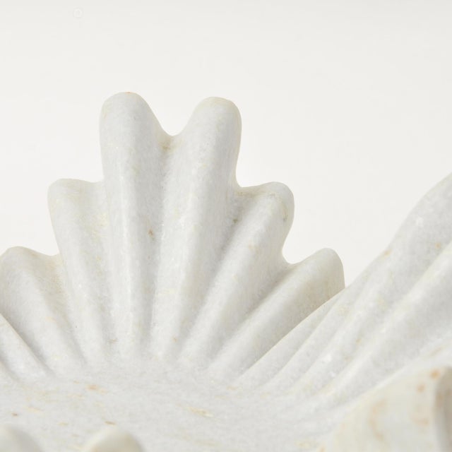 Luxe Carved Marble Ruffle Bowl on Pedestal 12" For Sale - Image 12 of 18