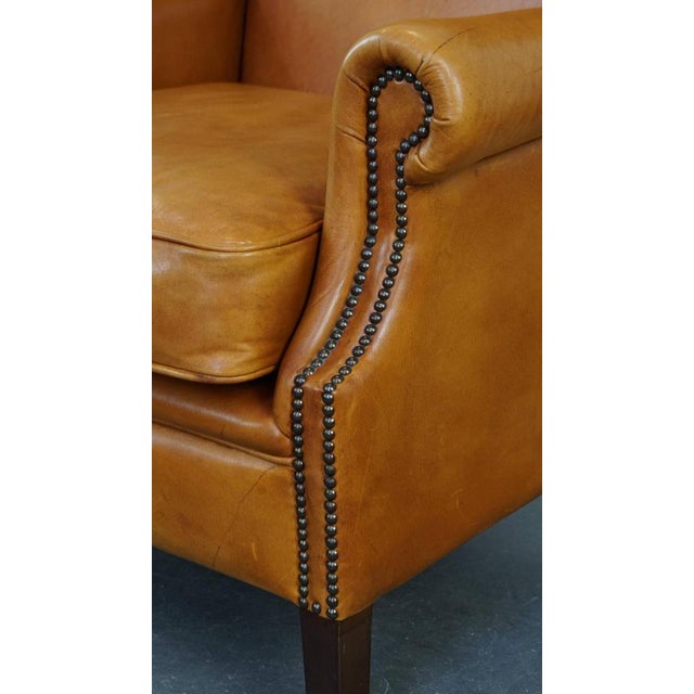 Wing Chair in Cowhide Leather For Sale - Image 10 of 12