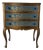 1950s Italian Hollywood Regency Giltwood & Teal Blue Three-Drawer Nightstand With Gold-Leaf Scrollwork For Sale